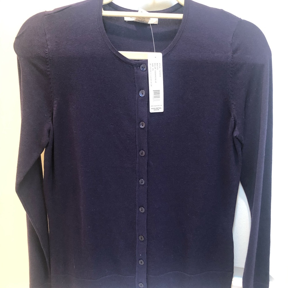 Blue cardigan sweater